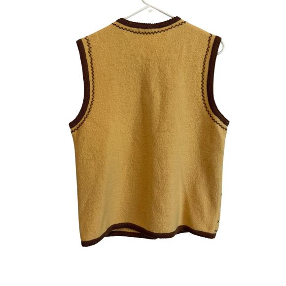 VTG Eagle's Eye Wool Sweater Vest Womens Large Embroidered Button Front Peruvian - Picture 2 of 11